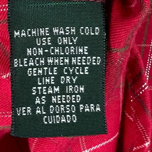 Hunt Club blouse women's 12 red plaid button front lurex long sleeve shirt - Picture 7 of 8